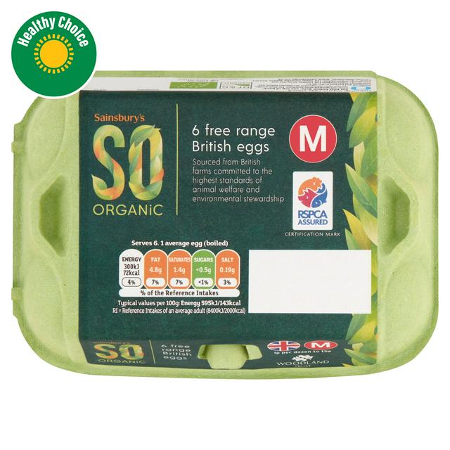 Sainsbury's Woodland Free Range Medium Eggs, SO Organic x6