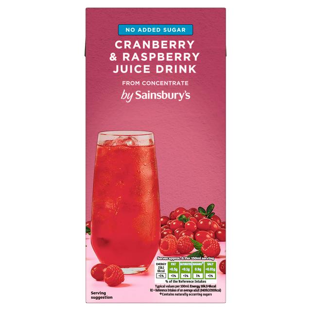 Sainsbury's Cranberry & Raspberry Juice Drink, No Added Sugar 1L