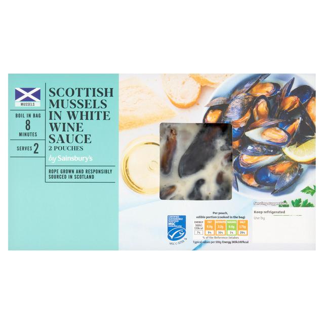 Sainsbury's Scottish Marine Stewardship Council MSC Mussels In White Wine 500g (Serves x2)