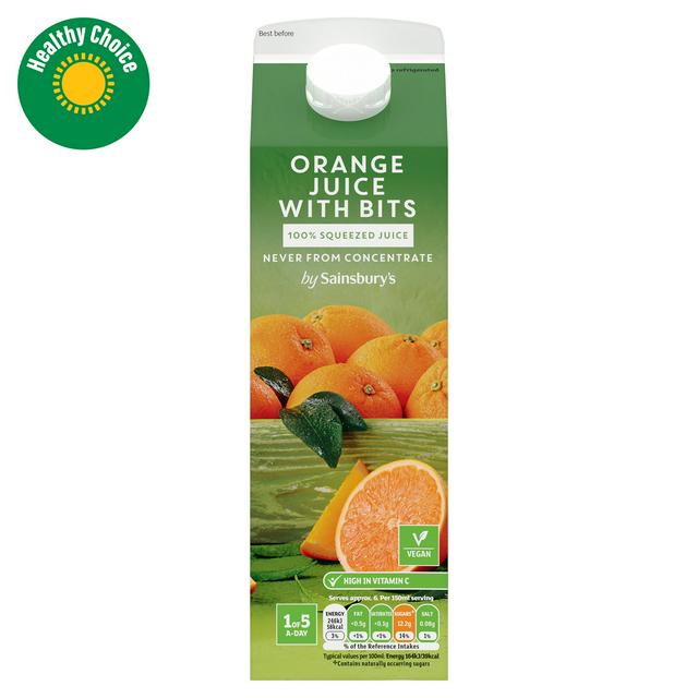 Sainsbury's 100% Pure Squeezed Orange Juice with Bits, Not From Concentrate 1L