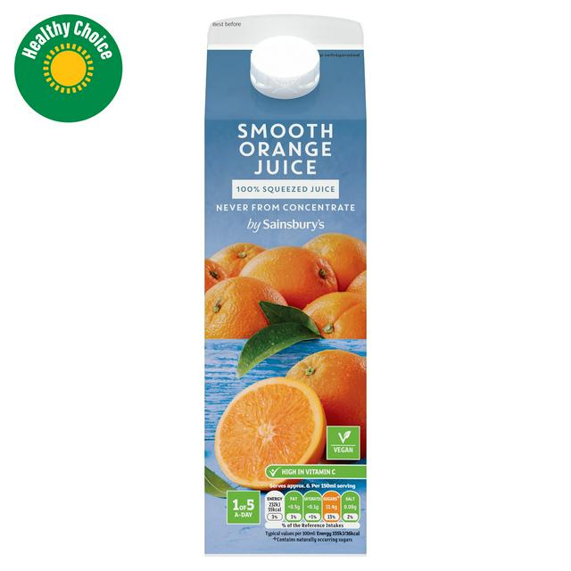 Sainsbury's 100% Pure Squeezed Smooth Orange Juice, Not From Concentrate 1L