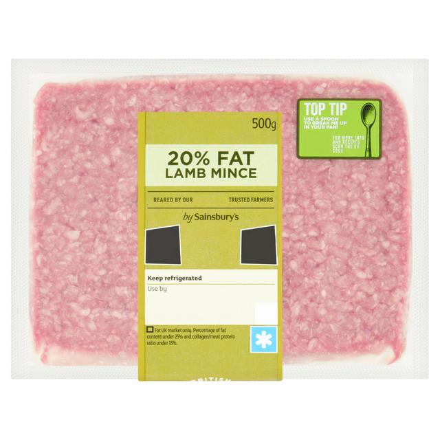 Sainsbury's British or New Zealand 20% Fat Lamb Mince 500g