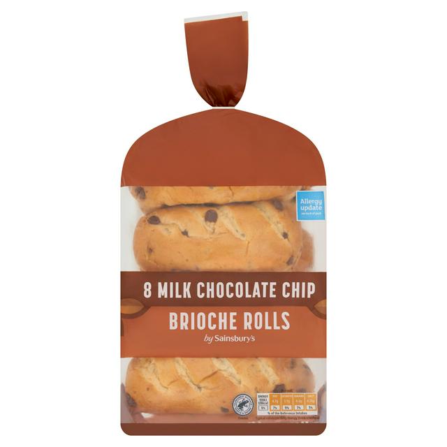 Sainsbury's Milk Chocolate Chip Brioche Roll x8