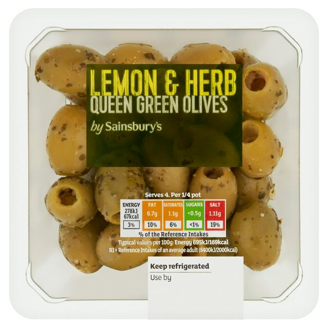 Sainsbury's Queen Olives with Lemon & Herb 160g