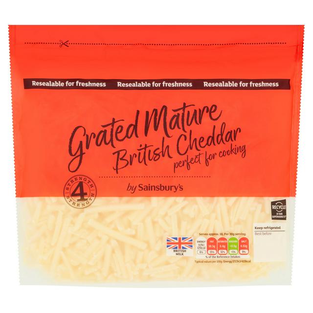Sainsbury's British Mature Grated Cheddar Cheese 500g