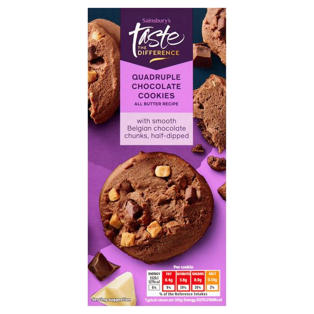 Sainsbury's Quadruple Chocolate Cookies, Taste the Difference 200g