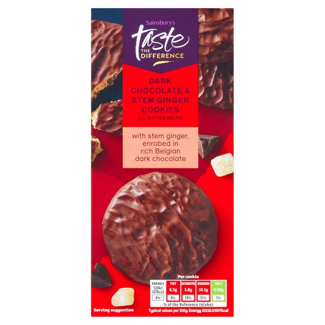 Sainsbury's Dark Chocolate & Ginger Cookies, Taste the Difference 200g