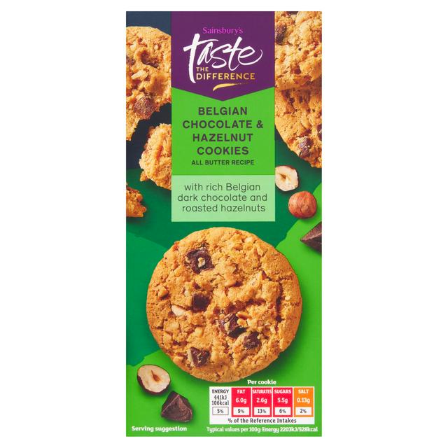 Sainsbury's Belgian Chocolate & Hazelnut Cookies, Taste the Difference 200g