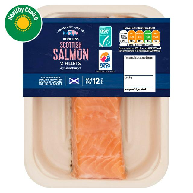 Sainsbury's Skin on ASC Scottish Salmon Fillets x2 240g