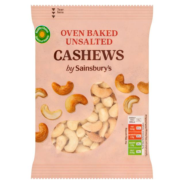 Sainsbury's Oven Baked Unsalted Cashews 200g