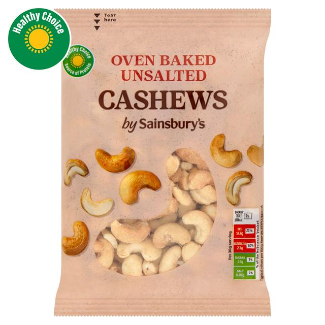 Sainsbury's Oven Baked Unsalted Cashews 200g