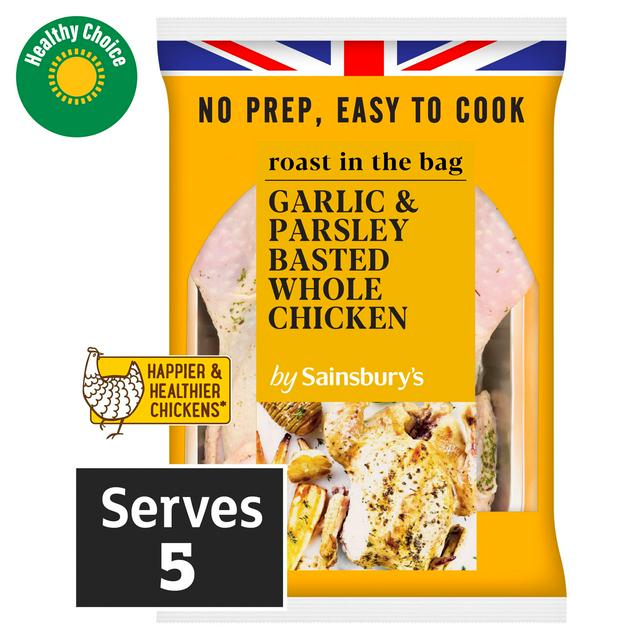 Sainsbury's 1.45kg Roast in the Bag Basted Garlic & Parsley Whole Chicken