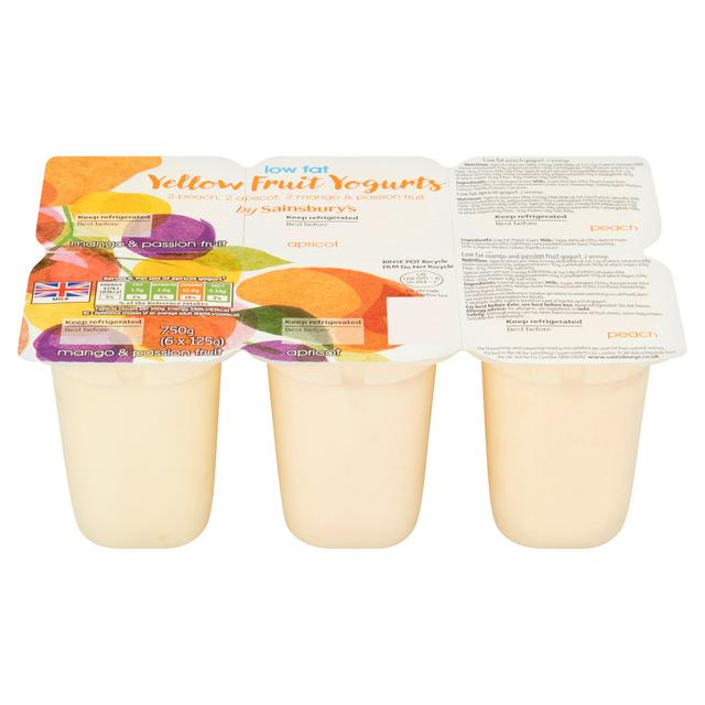 Sainsbury's Mixed Yellow Fruit Yogurt 6x125g