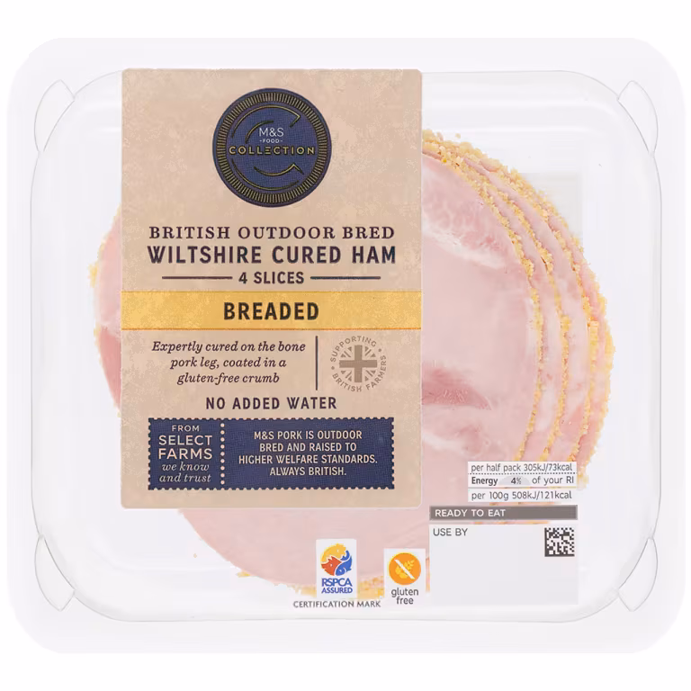 M&S British Outdoor Bred Wiltshire Cured Breaded Ham 4 Slices