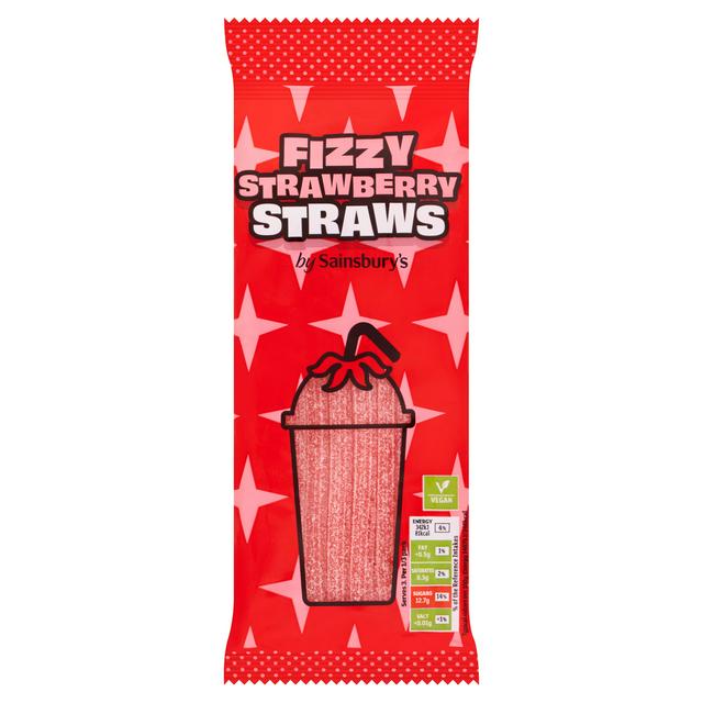 Sainsbury's Fizzy Strawberry Straws Sweets 70g