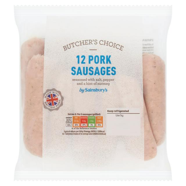 Sainsbury's Butcher's choice British Pork Sausage x12 681g