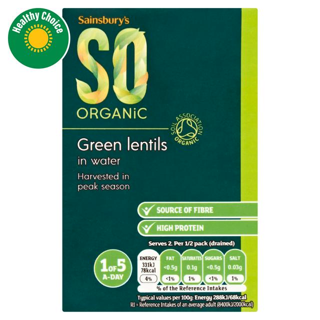 Sainsbury's Green Lentils, SO Organic 380g (230g*)