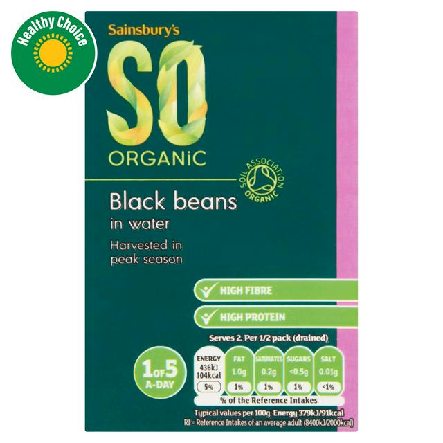 Sainsbury's Black Beans Carton, SO Organic 380g (230g*)