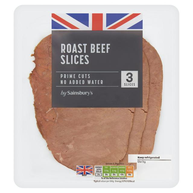 Sainsbury's British Cooked Roast Beef Slices x3 85g