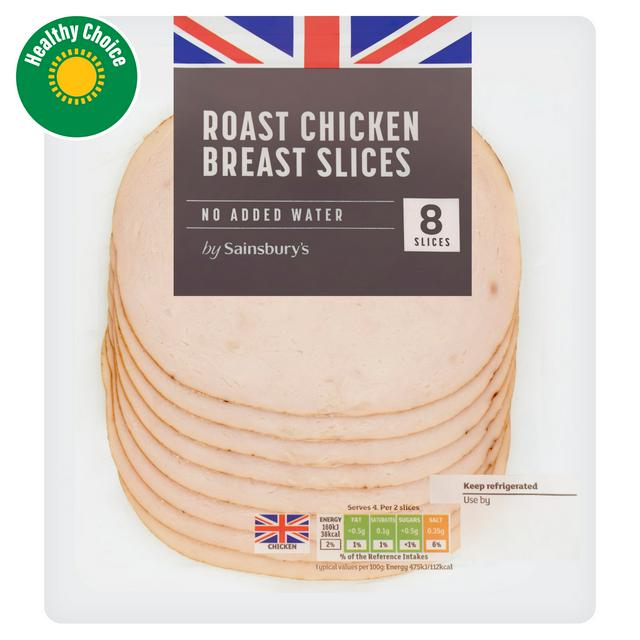 Sainsbury's 8 British Roast Chicken Breast Slices 135g
