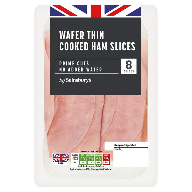 Sainsbury's 8 Wafer Thin Cooked Ham Slices 120g