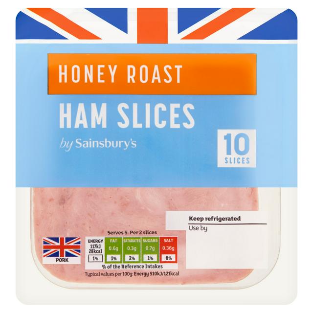Sainsbury's British Cooked Honey Roast Ham Slices x10 115g