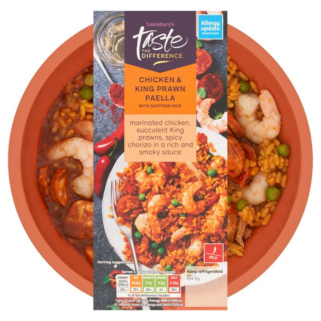 Sainsbury's Chicken & King Prawn Paella, Taste the Difference 400g (Serves 1)