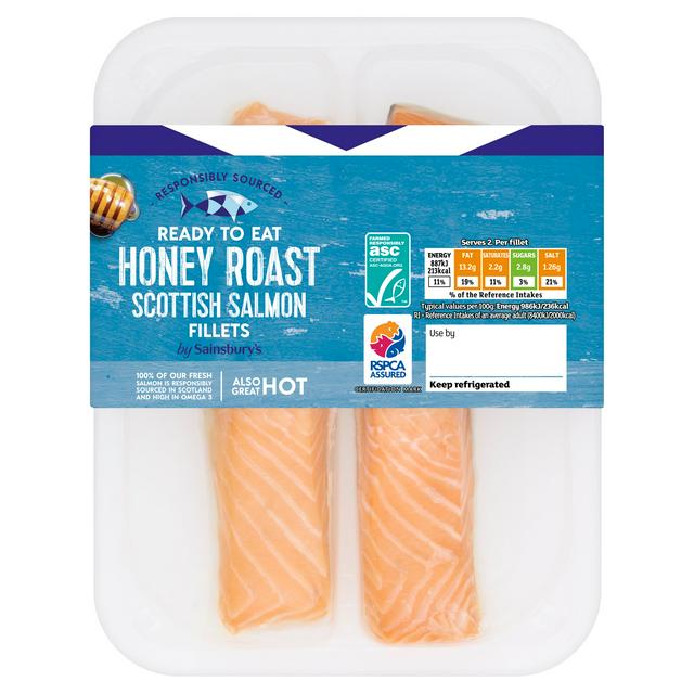 Sainsbury's Honey Roast ASC Scottish Salmon Portions x2 180g (Ready to eat)