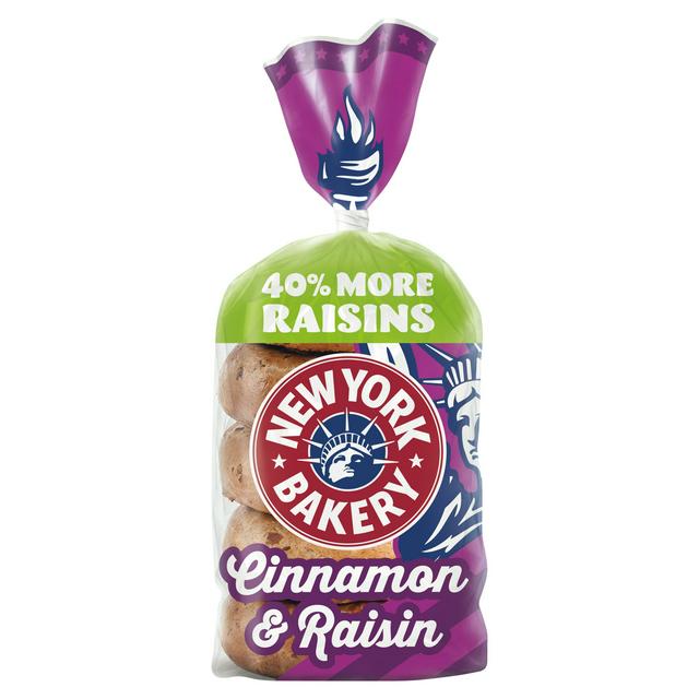 New York Bakery Co. Bagels, Cinnamon & Raisin x5