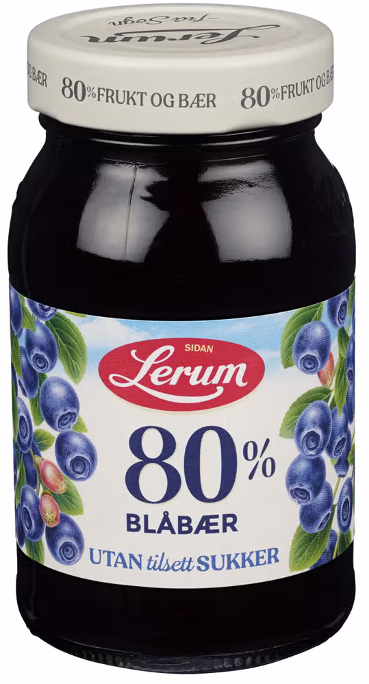 Blåbærsyltetøy 80% Uten Tilsatt Sukker, 330 g