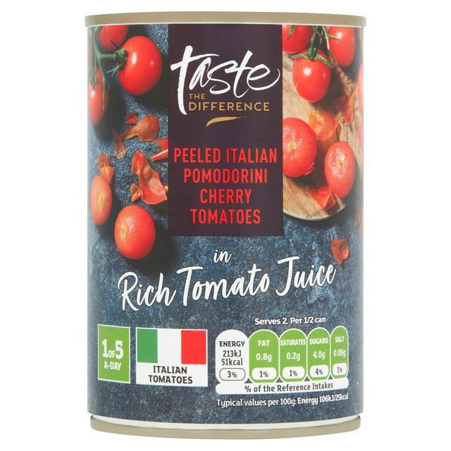 Sainsbury's Peeled Italian Datterini Baby plum Tomatoes in rich tomato juice, Taste the Difference 400g