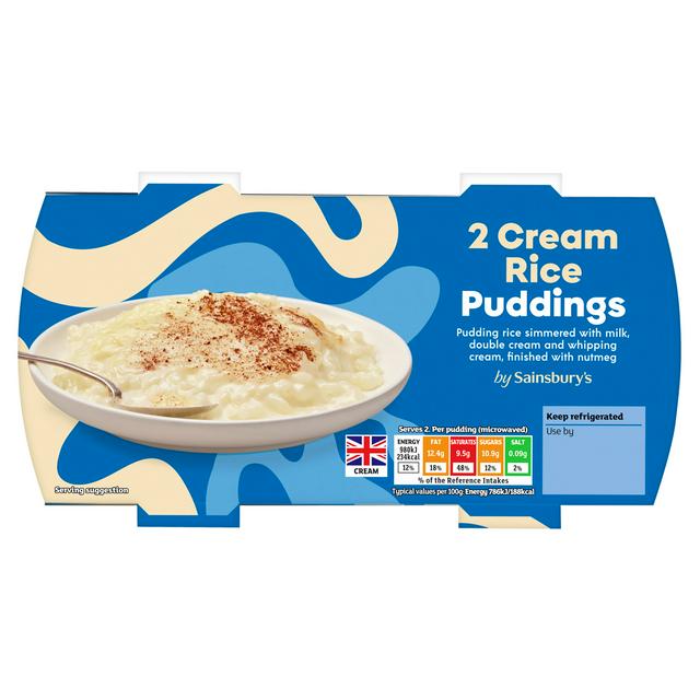 Sainsbury's Cream Rice Pudding 2x125g