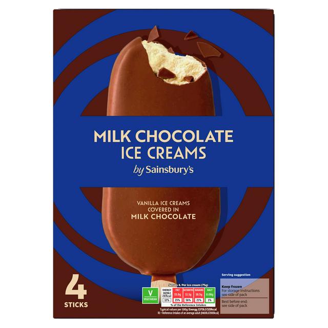 Sainsbury's Milk Chocolate Ice Creams 4 X 110ml