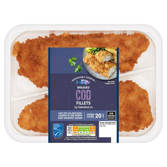 Sainsbury's Breaded MSC Cod Fillets x2 300g