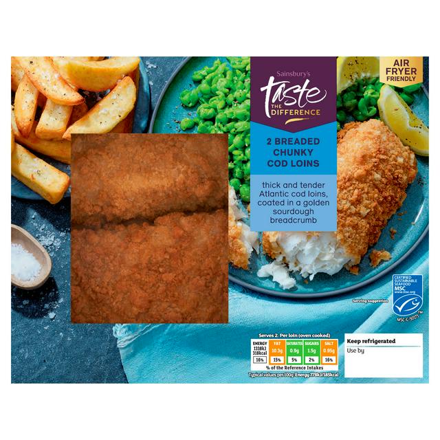 Sainsbury’s Breaded Chunky MSC Cod Loins, Taste the Difference x2 350g