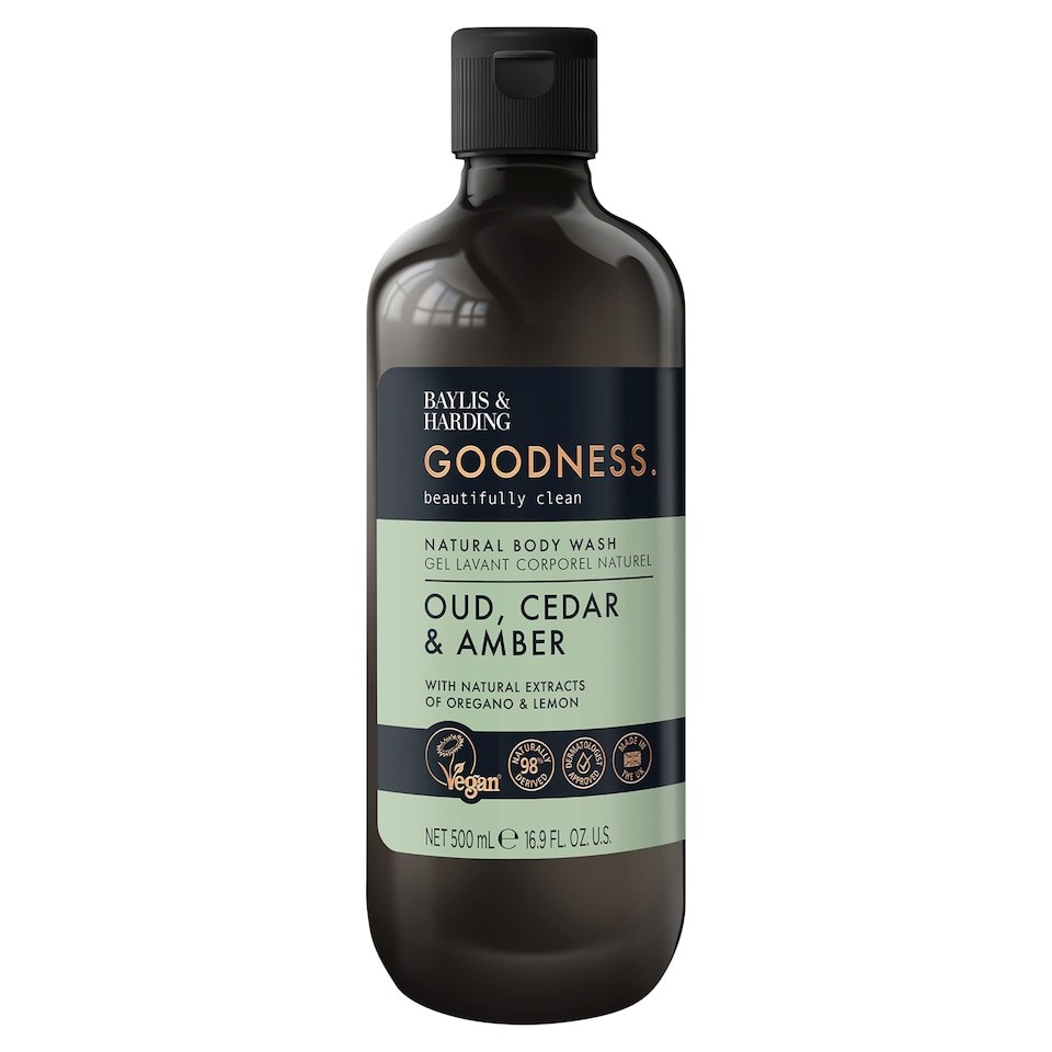 Baylis & Harding Goodness Natural Body Wash - Oud, Cedar & Amber 500ml