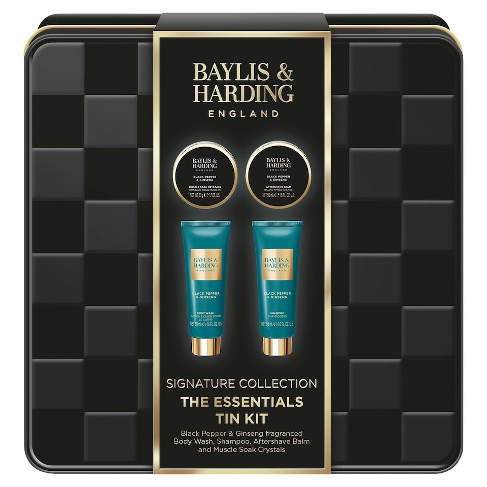 Baylis & Harding Black Pepper & Ginseng Men's The Essentials Tin Kit Gift Set
