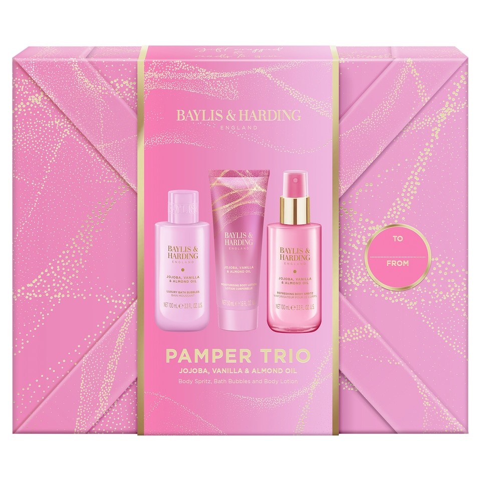 Baylis & Harding Jojoba, Vanilla & Almond Oil Gift Wrapped Pamper Trio Gift Set
