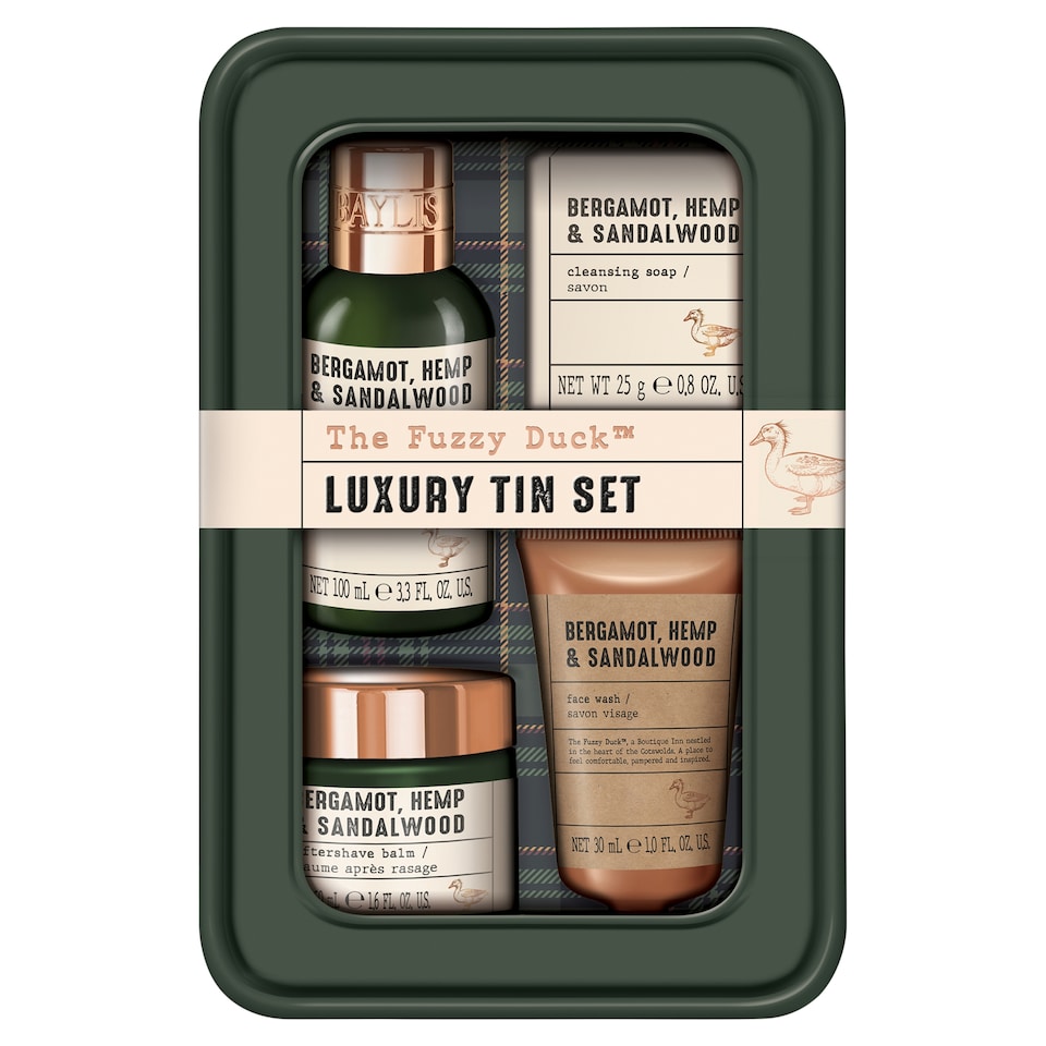 Baylis & Harding The Fuzzy Duck Bergamot, Hemp & Sandalwood Men's Luxury Grooming Tin Gift Set