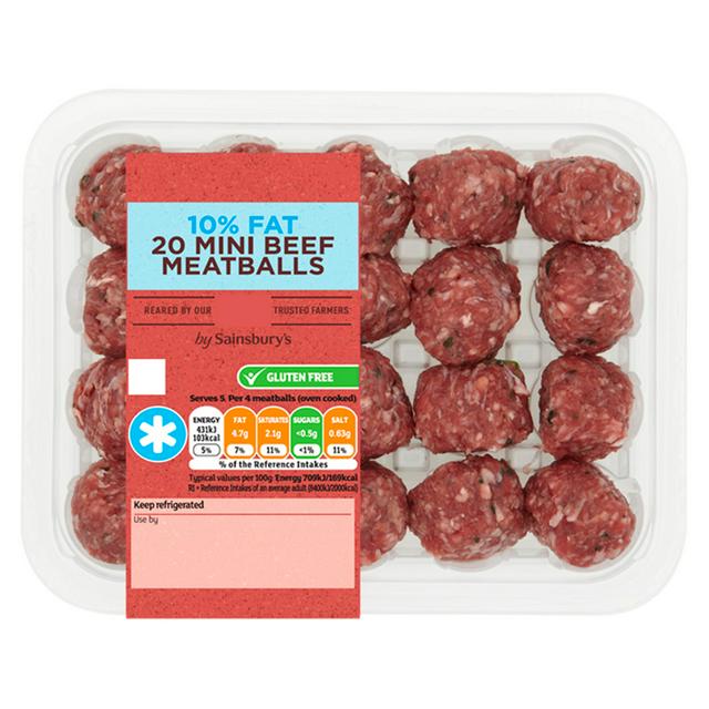 Sainsbury's 10% Fat Mini Beef Meatballs x20 350g
