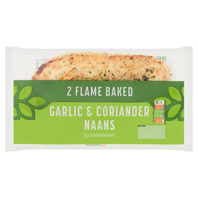 Sainsbury's Flame Baked Garlic & Coriander Naans x2 260g