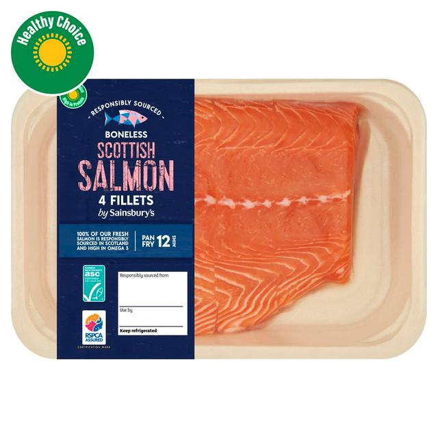 Sainsbury's Skin on ASC Scottish Salmon Fillets x4 480g