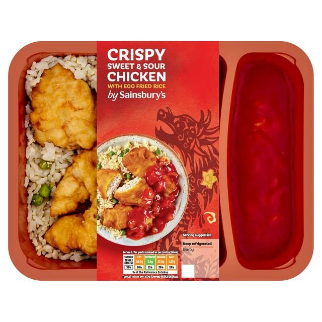 Sainsbury's Chinese Crispy Sweet & Sour Chicken with Egg Fried Rice Ready Meal For 1 400g