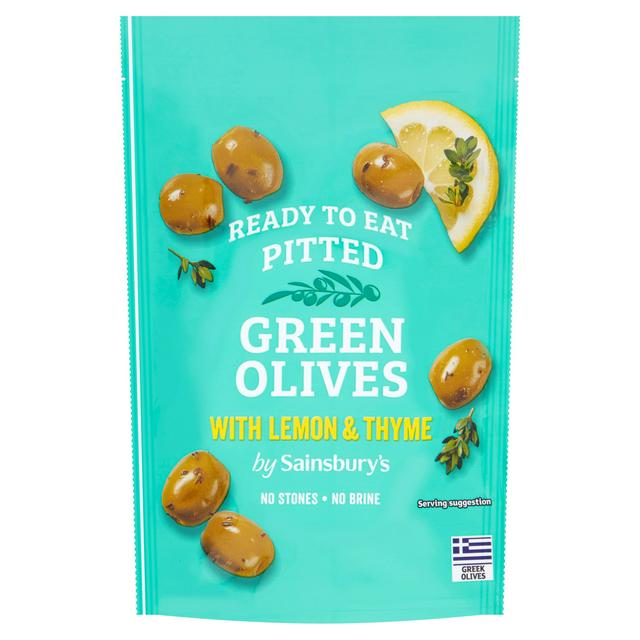 Sainsbury's Pitted Green Olives with Lemon & Thyme 70g