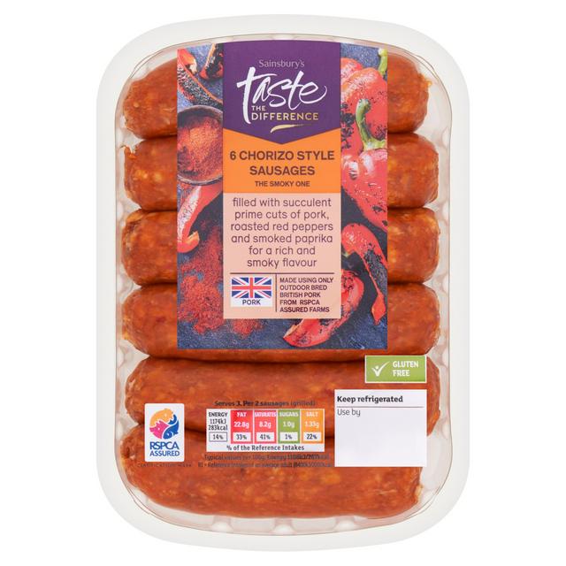 Sainsbury's Chorizo Style Sausages, Taste the Difference x6 400g