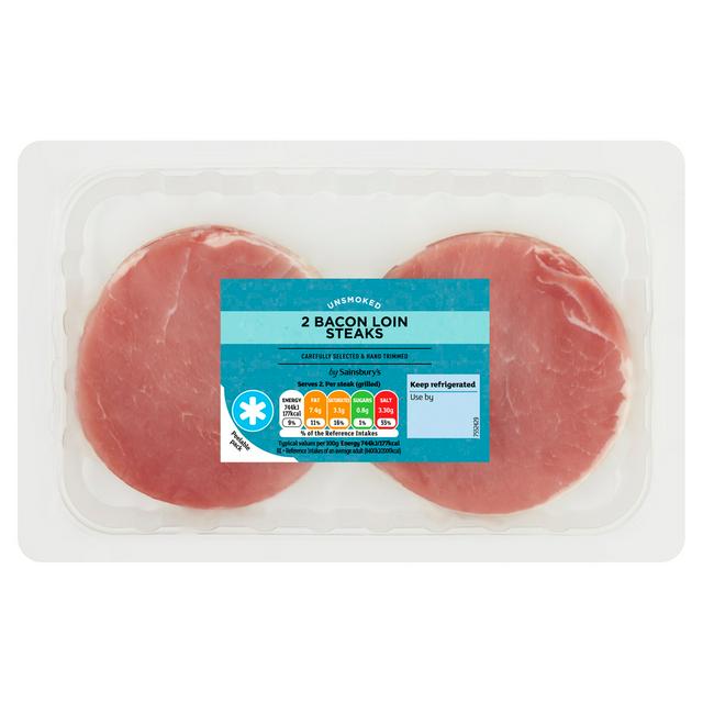 Sainsbury's Unsmoked Bacon Loin Steaks x2 250g