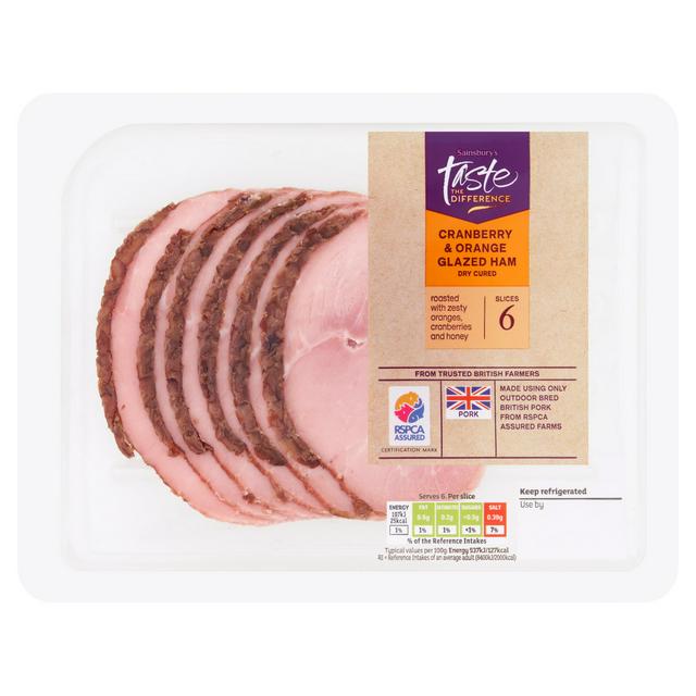 Sainsbury's Valencia Orange & Cranberry Topped Ham, Taste the Difference 120g