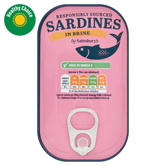 Sainsbury's Sardines in Brine 120g (90g*)