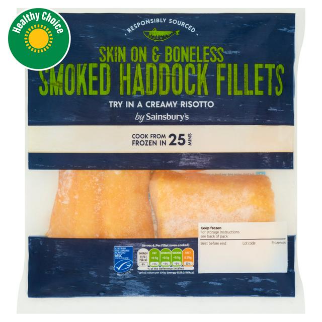 Sainsbury's Skin On & Boneless Smoked Haddock Fillets 360g