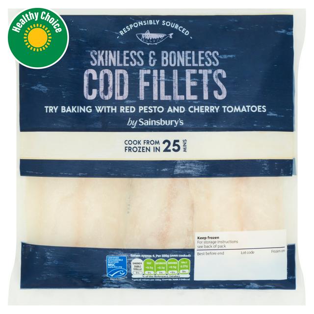 Sainsbury's Skinless & Boneless Cod Fillets 360g